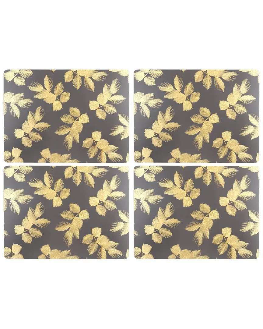 Sara Miller London Set of 4 Etched Leaves Large Placemats - Multi