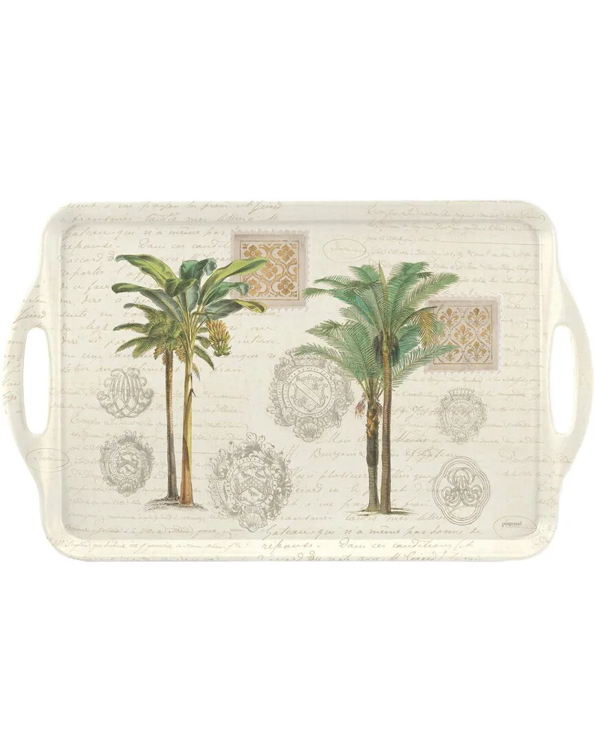 Vintage Palm Study Large Handled Tray - White image