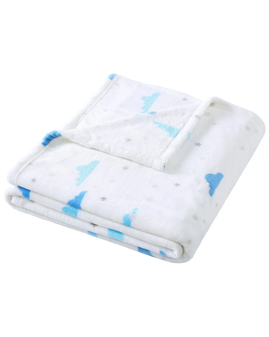 Cloud Flannel Fleece Reversible Throw Blanket - Blue image