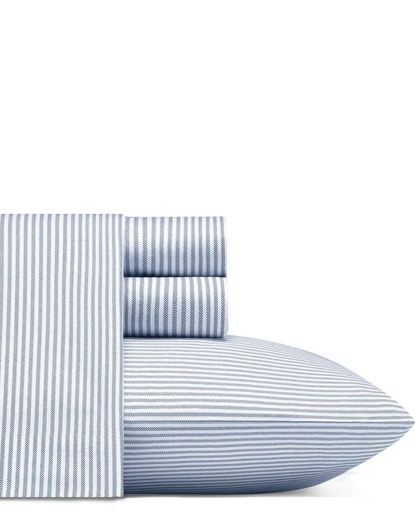 Oxford Stripe Cotton Sheet Set - Blue/White, Percale image