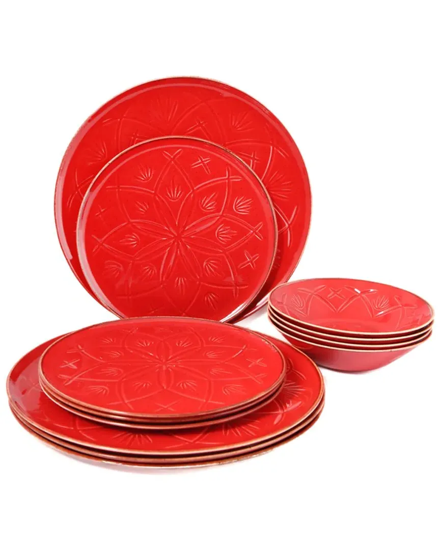 Christina 12pc Dinnerware Set - Red, Porcelain
