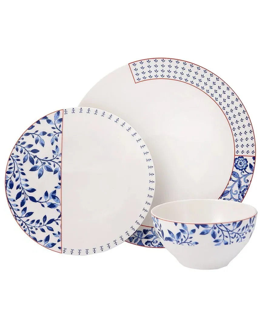 Folksy 3-Piece Place Setting - Blue, Porcelain image