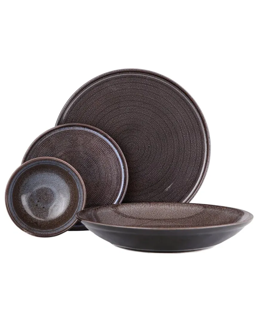 Rock 4pc Place Setting with Serving Bowl - Black/White