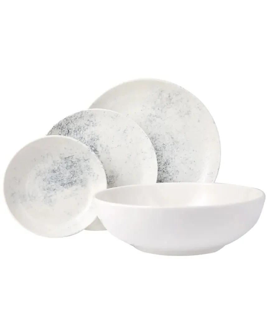 Smoky 4pc Place Setting with Serving Bowl - Beige/Blue image