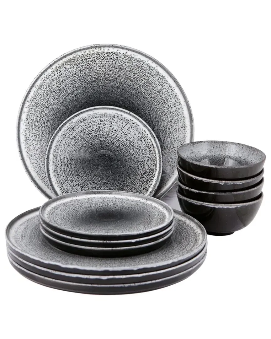 Twilight 12pc Dinnerware Set - Black, Porcelain