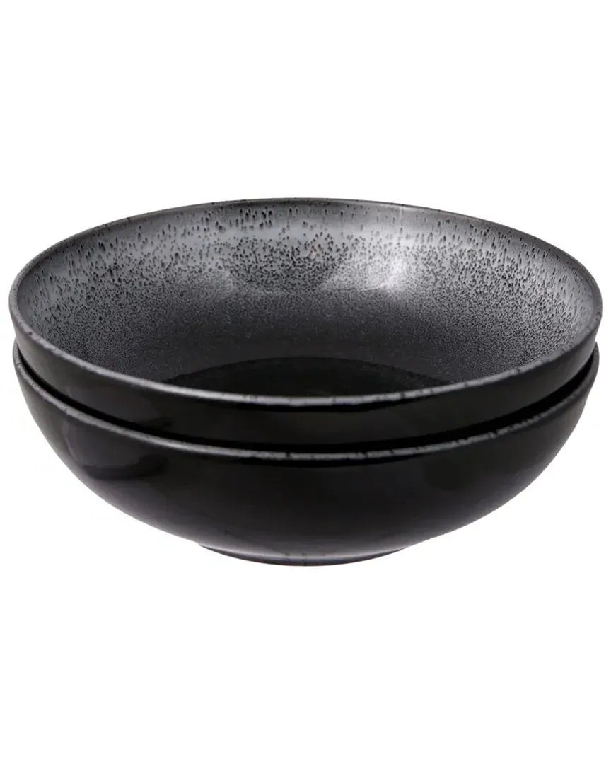 Twilight 2pc Serving Bowl Set - Black/White, Porcelain