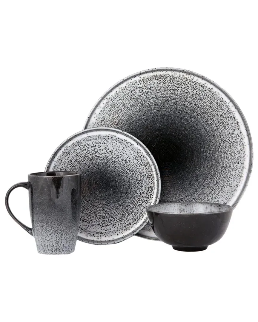 Twilight 4pc Place Setting - Black/White, Porcelain image