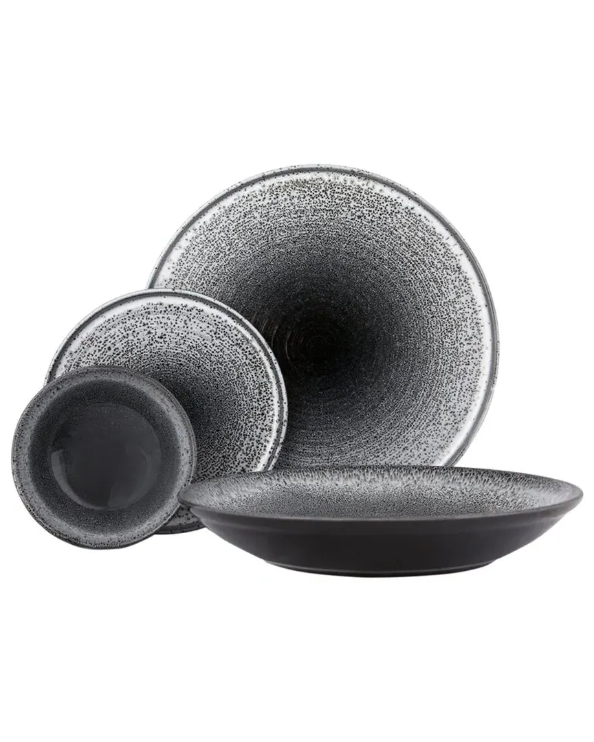 Twilight 4pc Place Setting with Serving Bowl - Black/White