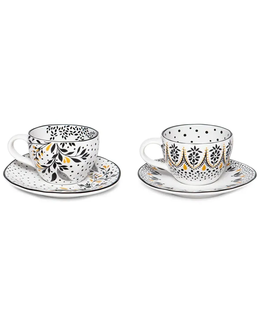 Artisanne Noir Set of 2 Espresso Cup & Saucer - Black, Porcelain image