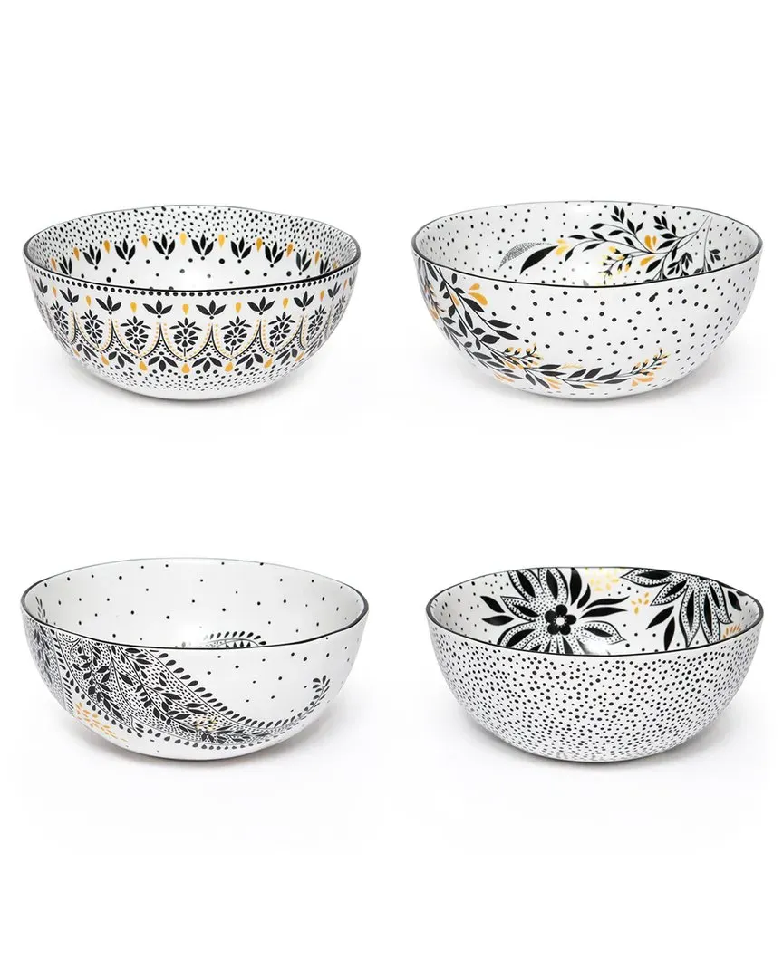 Artisanne Noir Set of 4 Cereal Bowls - Black, Porcelain