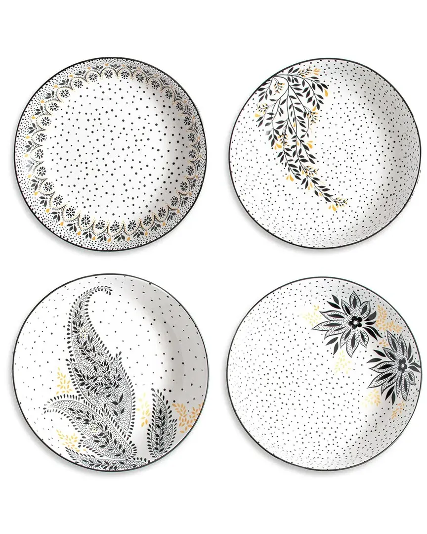 Artisanne Noir Set of 4 Pasta Bowls - Black, Porcelain