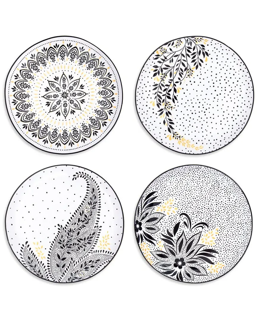 Artisanne Noir Set of 4 Salad Plates - Black, Porcelain
