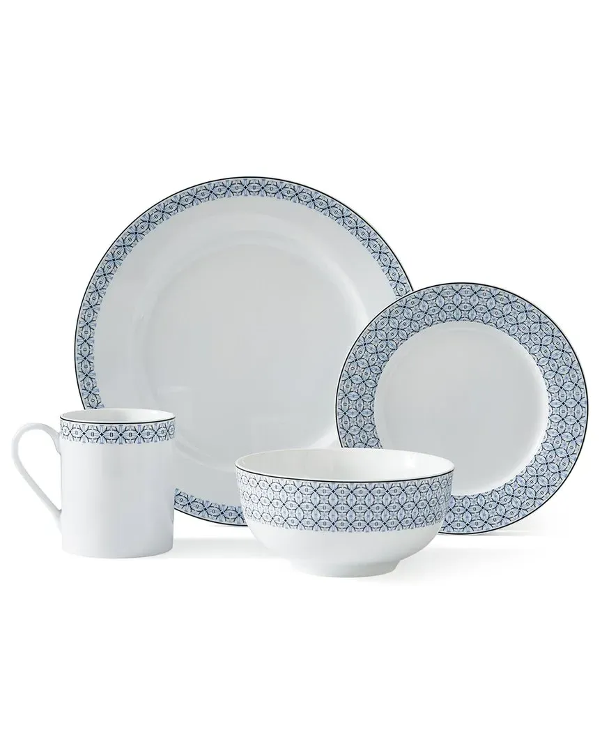 Home 16pc Mallorca Dinner Set - Blue, Porcelain image