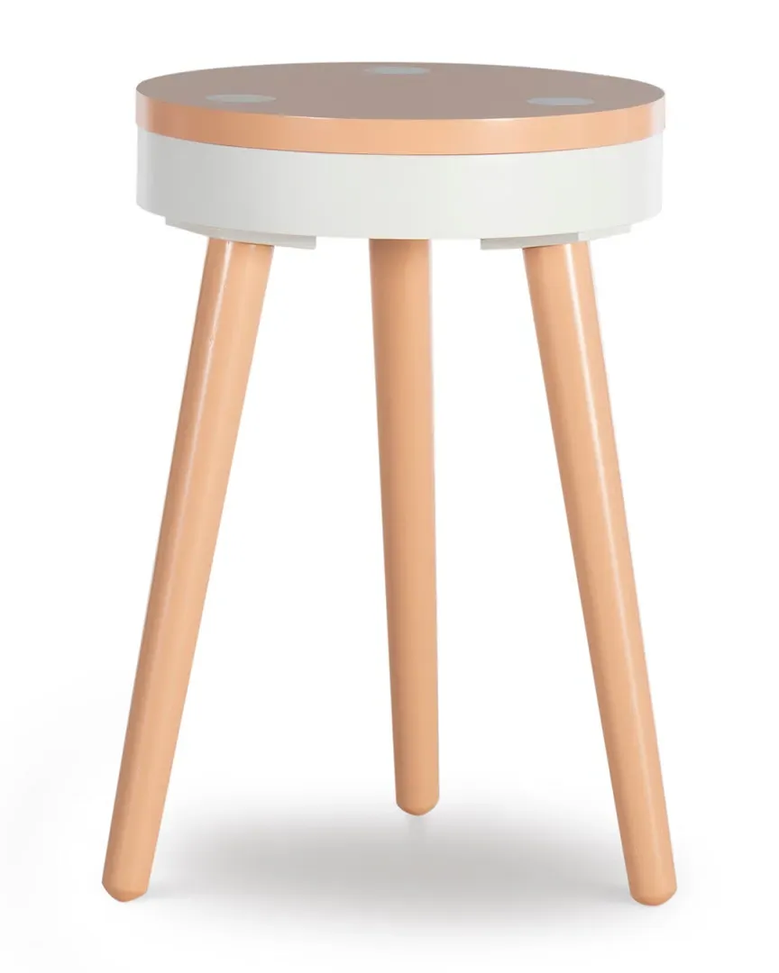 Piera Round Side Table with Storage - White, Rubberwood image