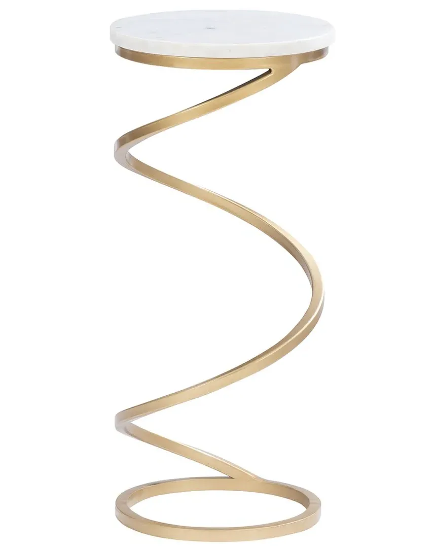 Powell Round Folding Drink Table - White, Marble image