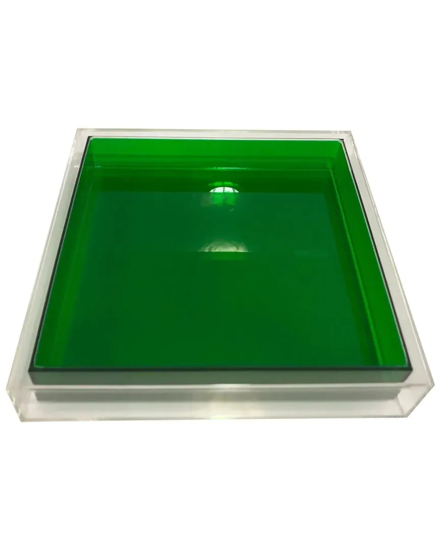 Emerald Encased Lucite Tray - Clear, Acrylic image