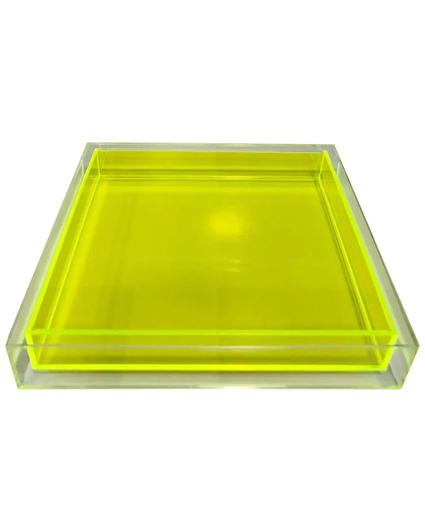Green Encased Lucite Tray - Clear, Acrylic