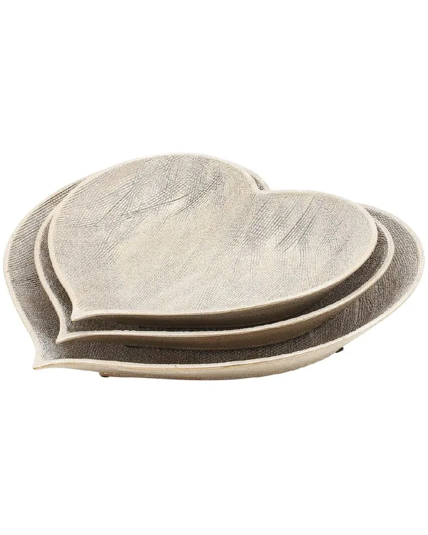 Home Set of 3 Heart Plates - Gold, Ceramic image
