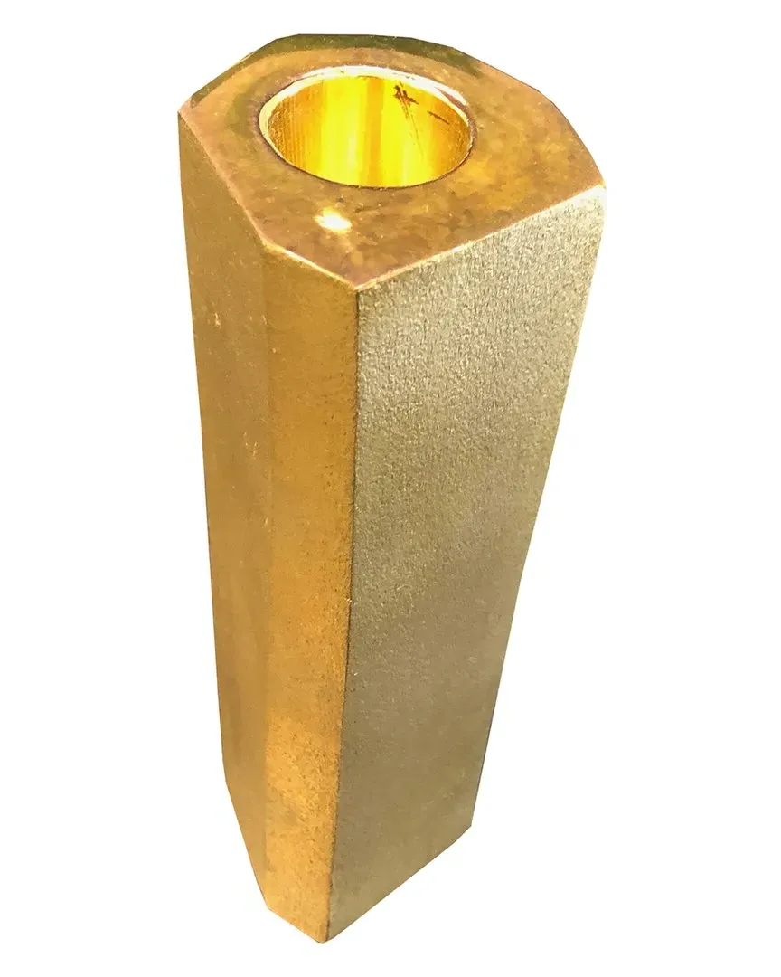 Home Tilted Hexagon Candleholder - Brass image