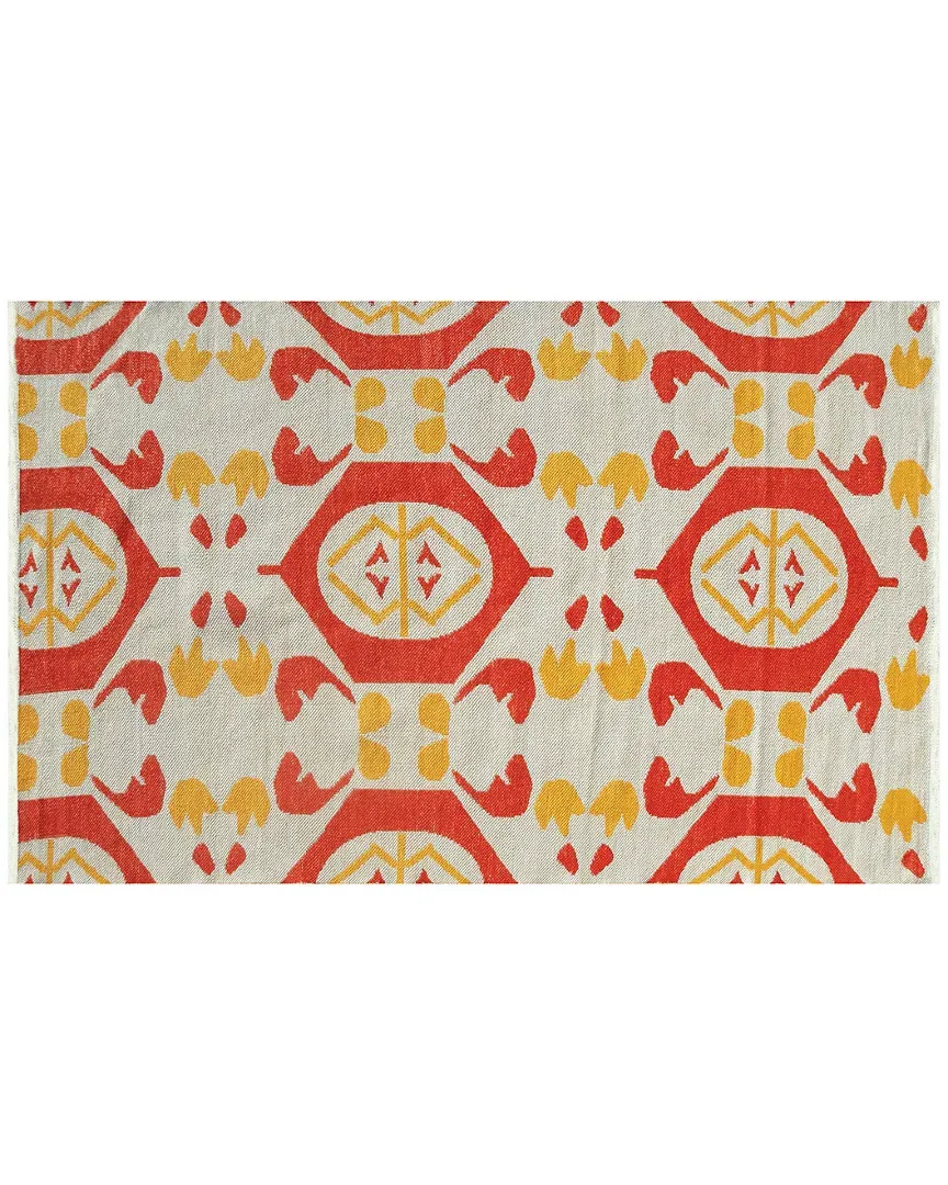 Rose Silhouette Hand-Made Indoor/Outdoor Rug - Red image