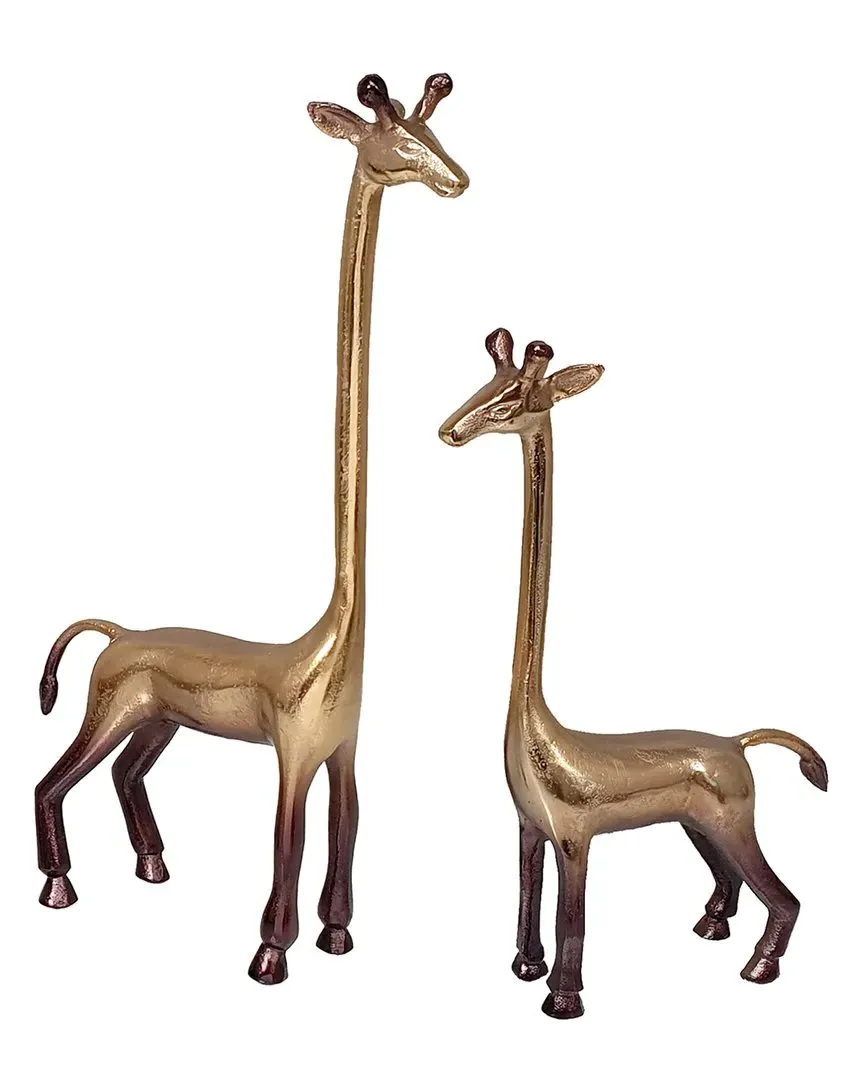 Set of 2 Giraffe Statues - Gold, Aluminium image