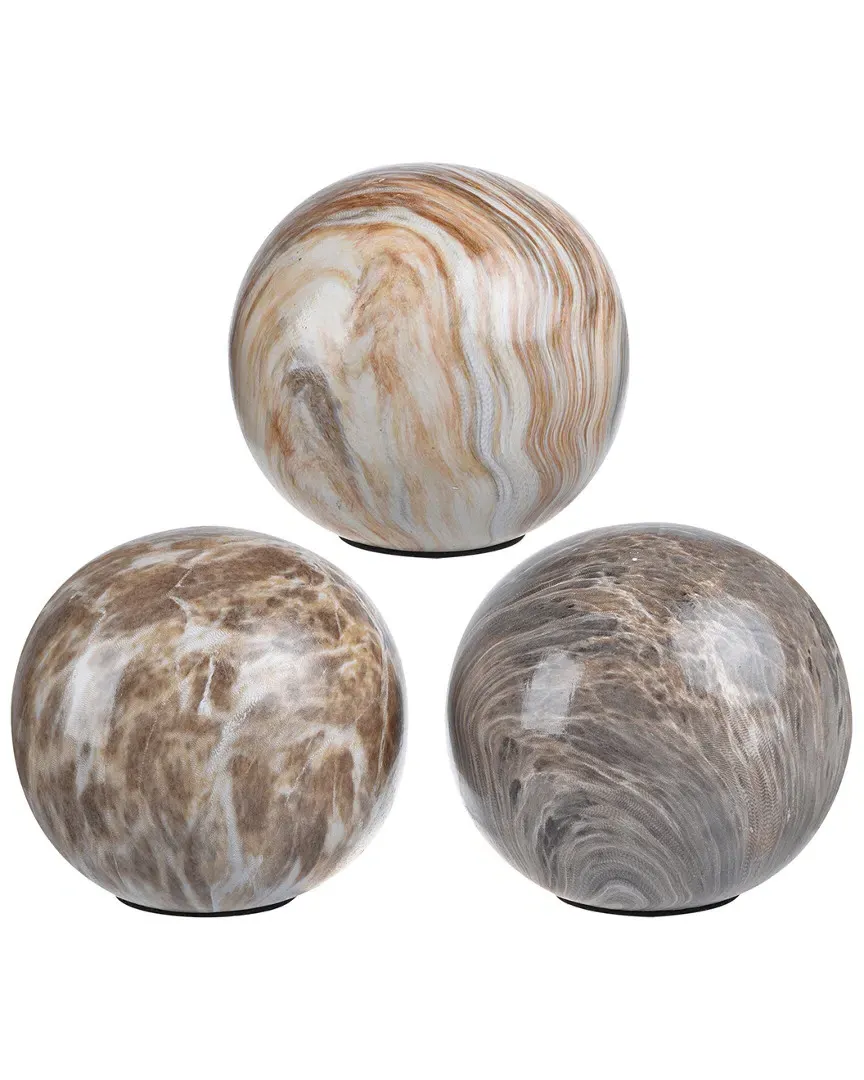 Set of 3 Marbleized Ball Accents - Shiny image