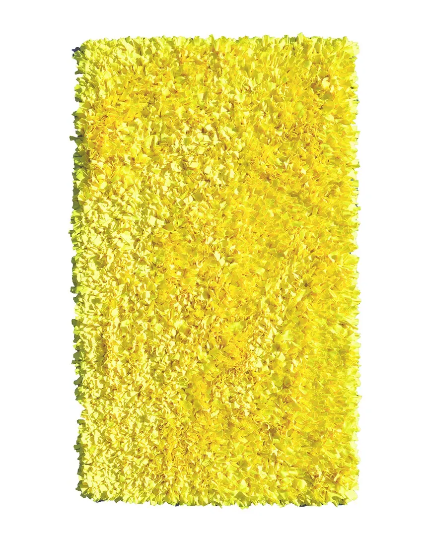 Shaggy Raggy Hand-Made Rug - Yellow Neon, Polyester Jersey