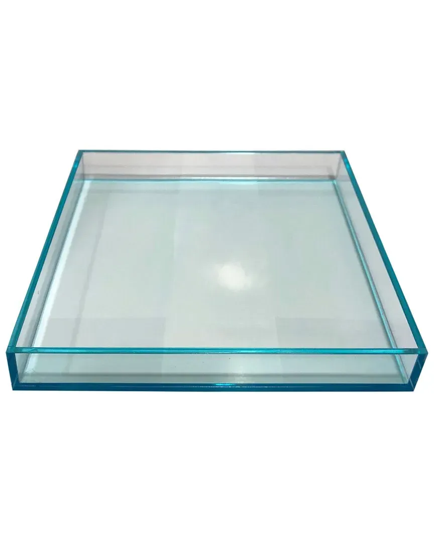 Square Lucite Tray - Teal, Acrylic