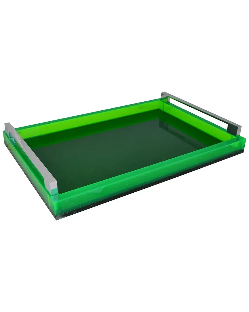 Tray with Silver Handles - Green, Lucite image