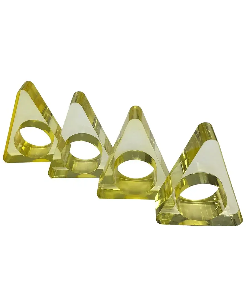 Triangle Napkin Ring Set - Yellow, Lucite