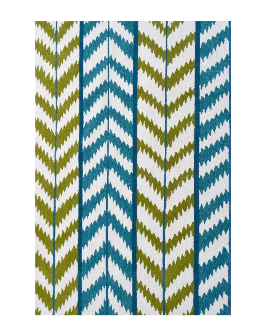 Waterfall Hand-Made Indoor/Outdoor Rug - Green, Polyester