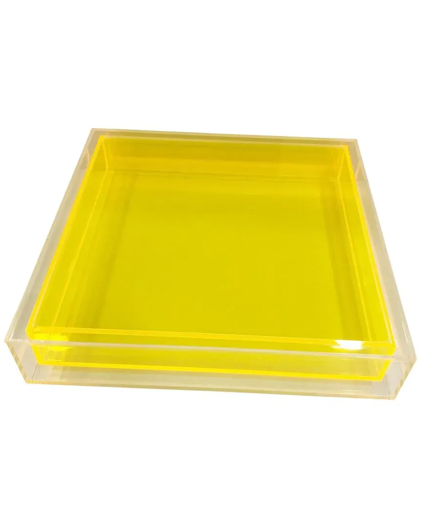 Yellow Encased Lucite Tray - Clear, Acrylic