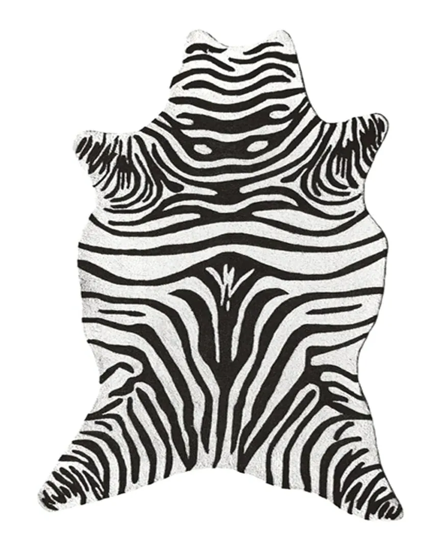 Zebra Hand-Made Indoor/Outdoor Rug - Black, Acrylic