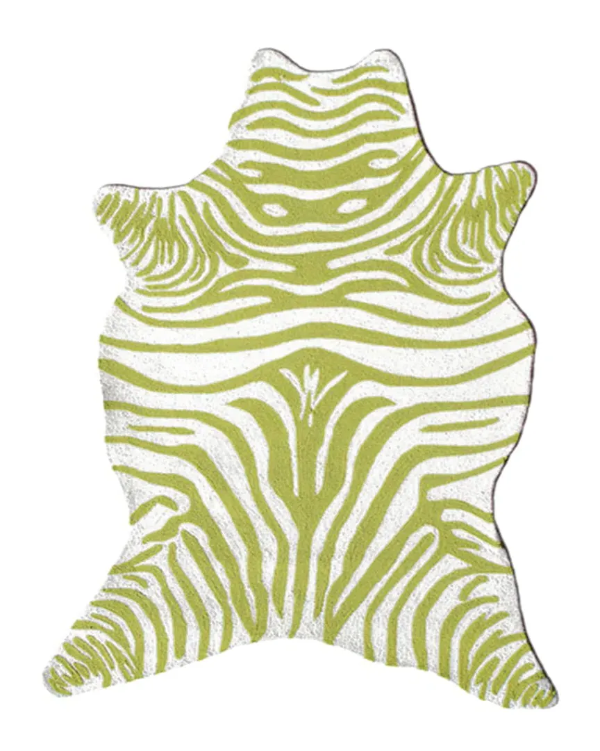 Zebra Hand-Made Indoor/Outdoor Rug - Green, Acrylic image