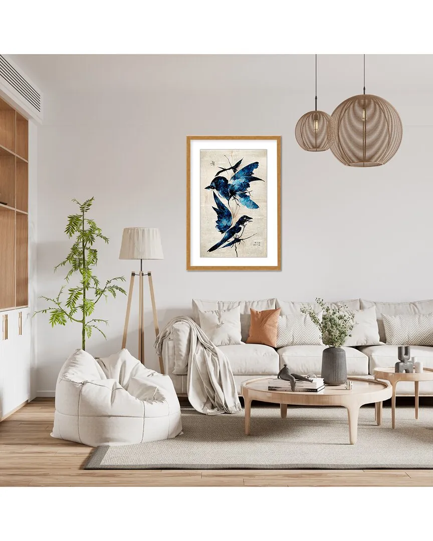 Blue Birds by Treechild Wall Art - Gold Frame image