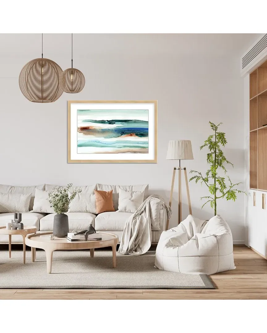 Cartissi Beach Waves Abstract Wall Art - Natural Frame image