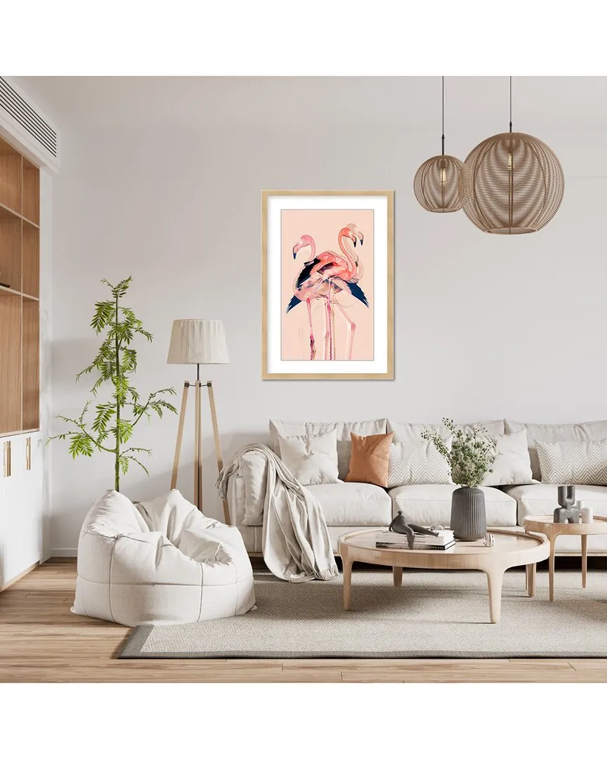 Flamingo Flares by Baard Martinussen Wall Art - Natural Frame