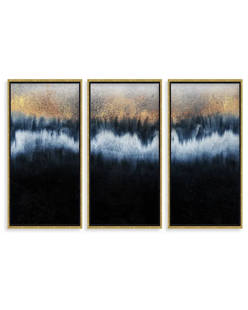 Golden Horizon 3-Piece Wall Art - Gold Frame image