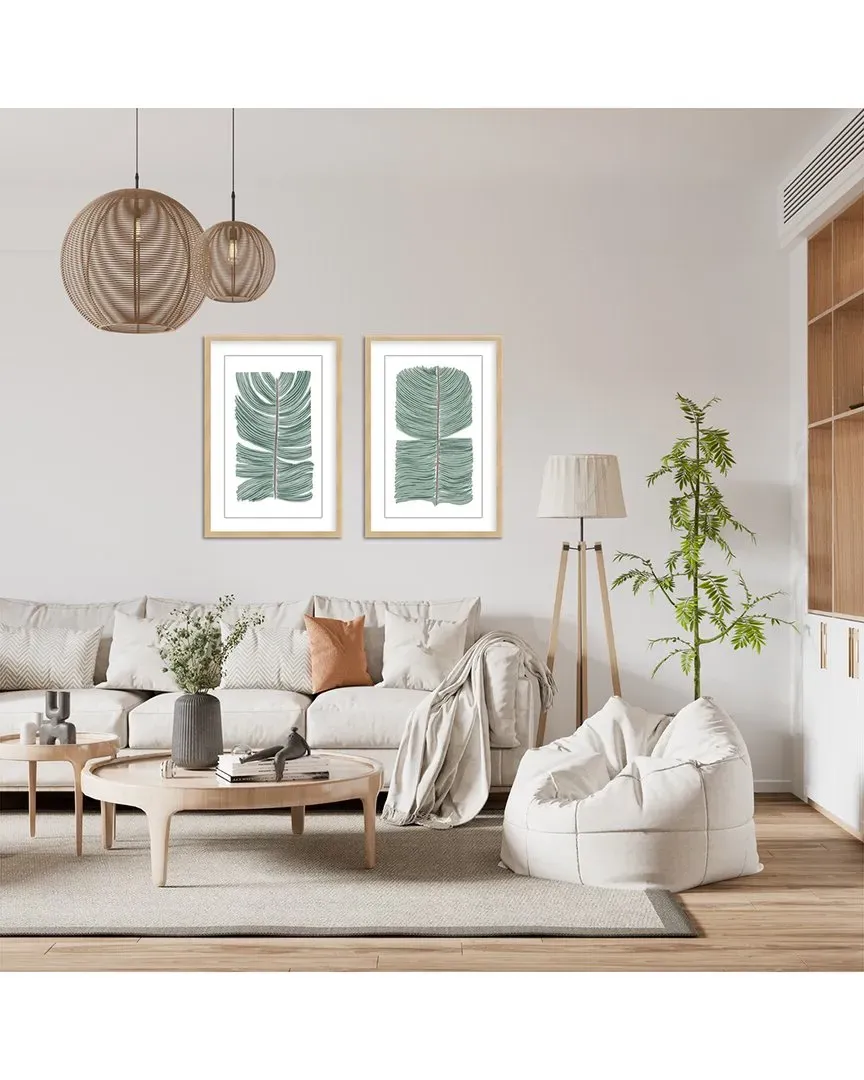 GypseaVillage Tropical Leaves Abstract Diptych Wall Art - Natural