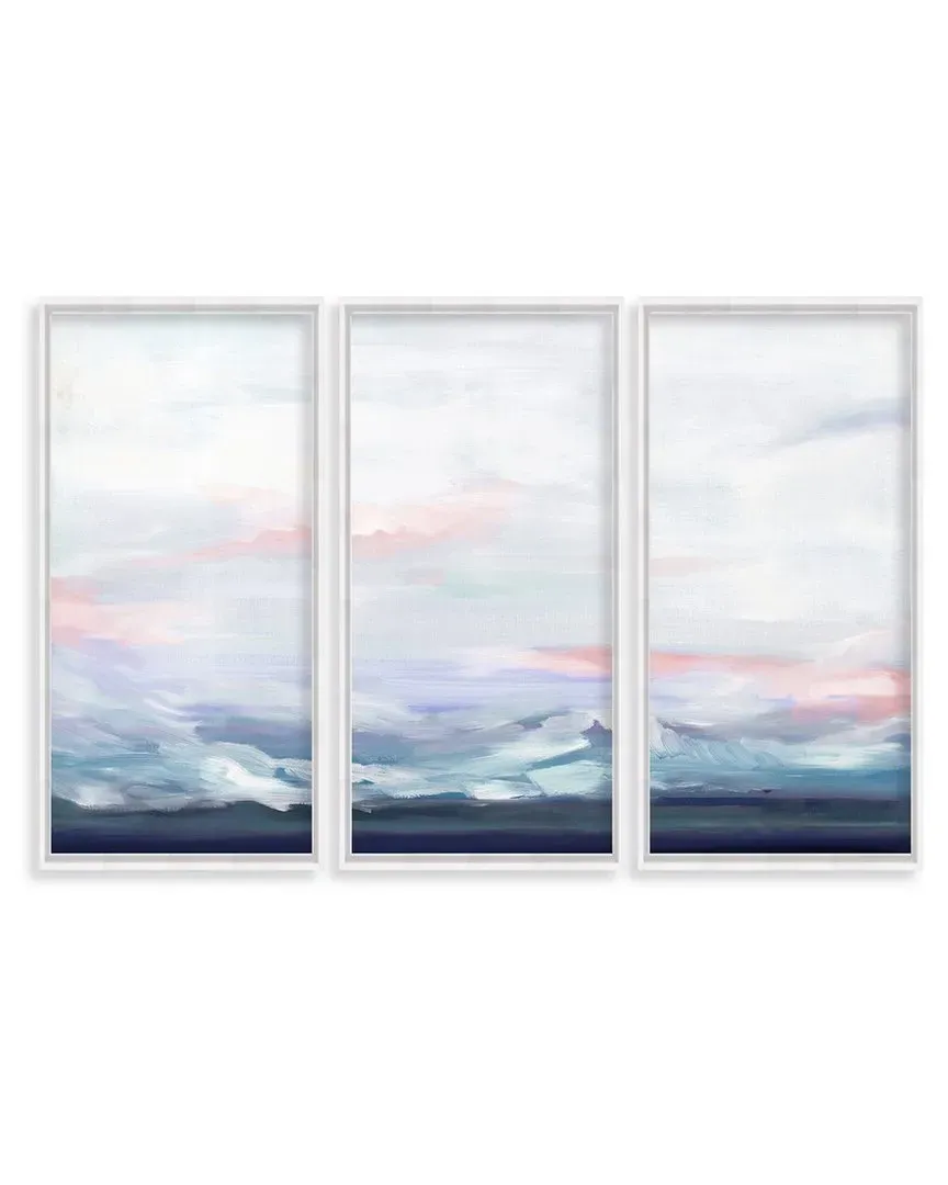 Jenny Westenhofer Cool Horizon Triptych Wall Art - White Frame