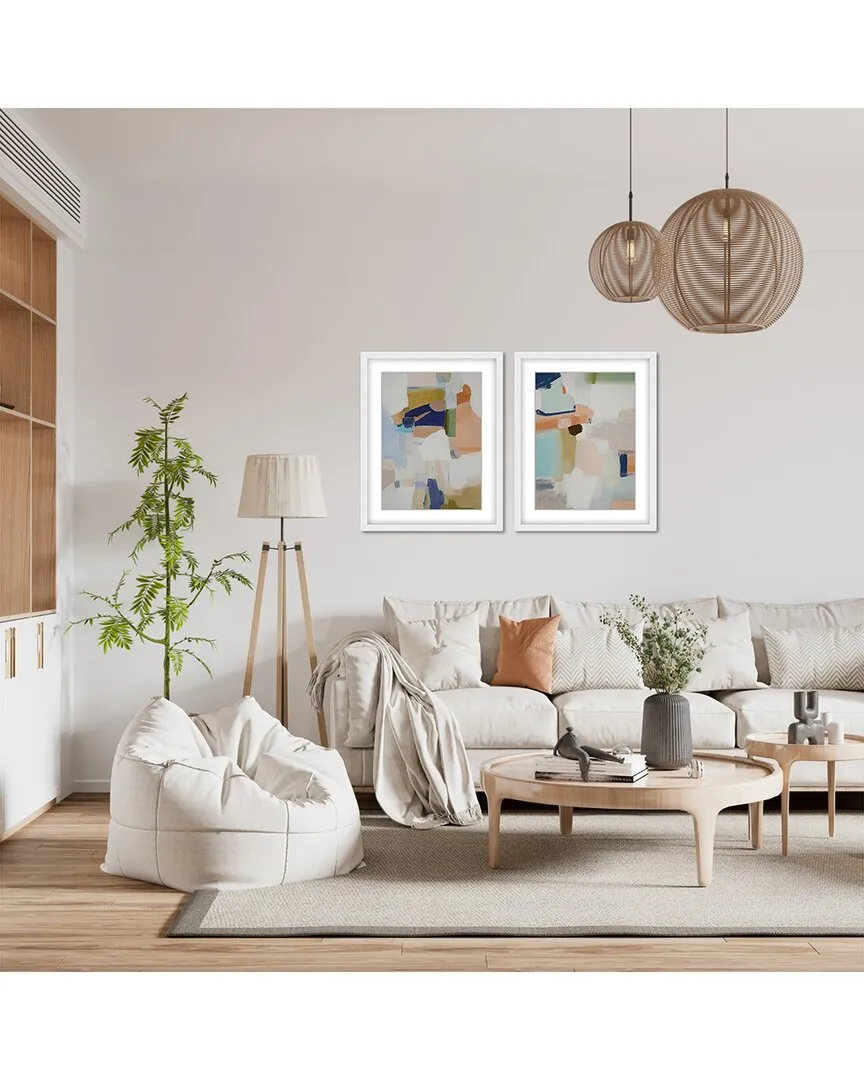 Jenny Westenhofer Pastel Abstract Diptych Wall Art - White Frame