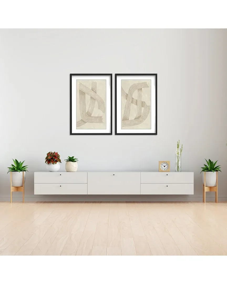 Lucrecia Caporale Abstract Line Diptych Wall Art - Black Frame