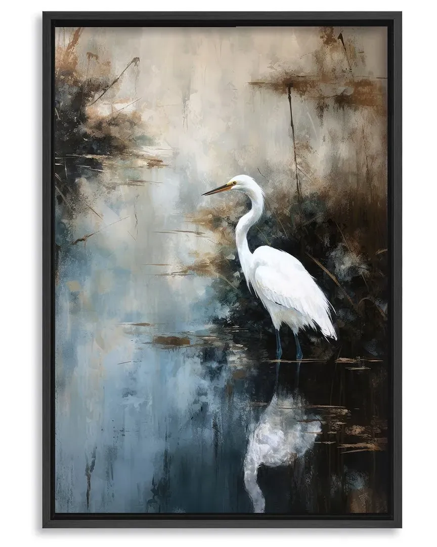 Treechild Egret in Lake Wall Art - Black Frame image