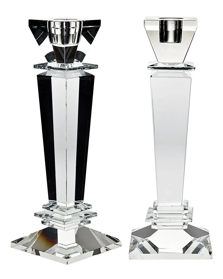Crystal Tapered Candle Holder Set - Clear