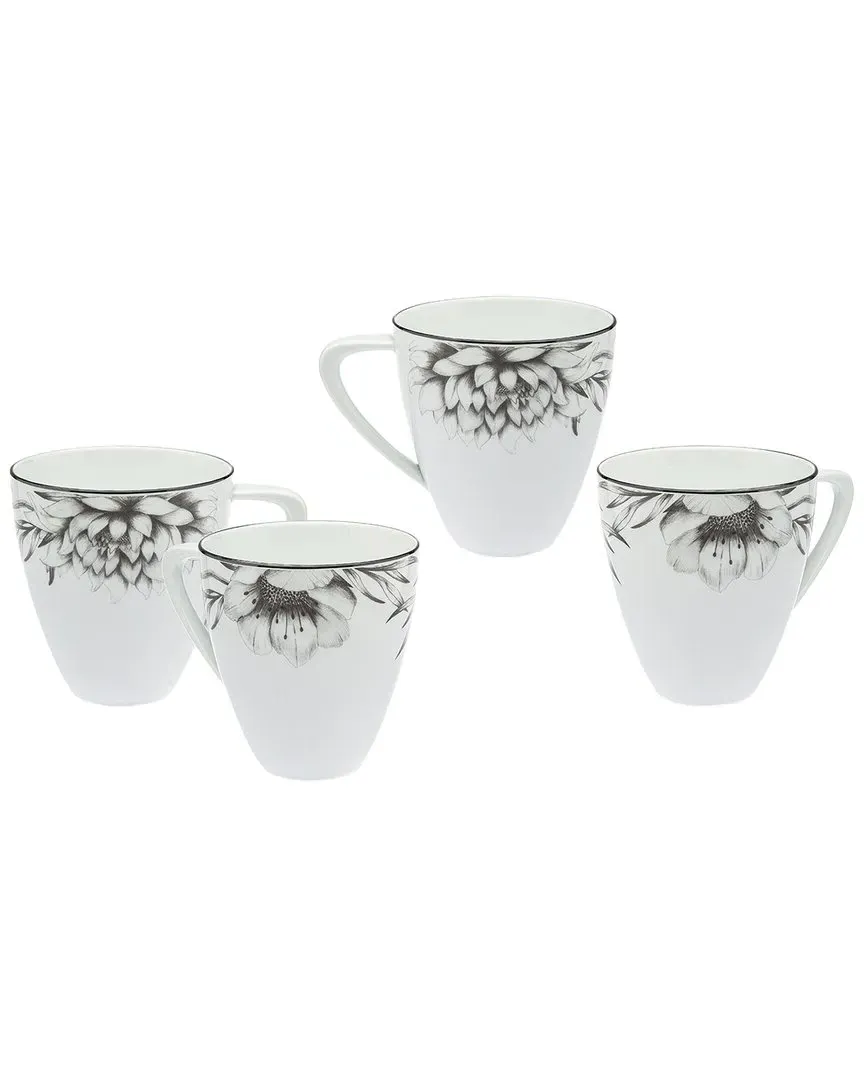 Dahlia Set of 4 Coffee Mugs - White, Porcelain image