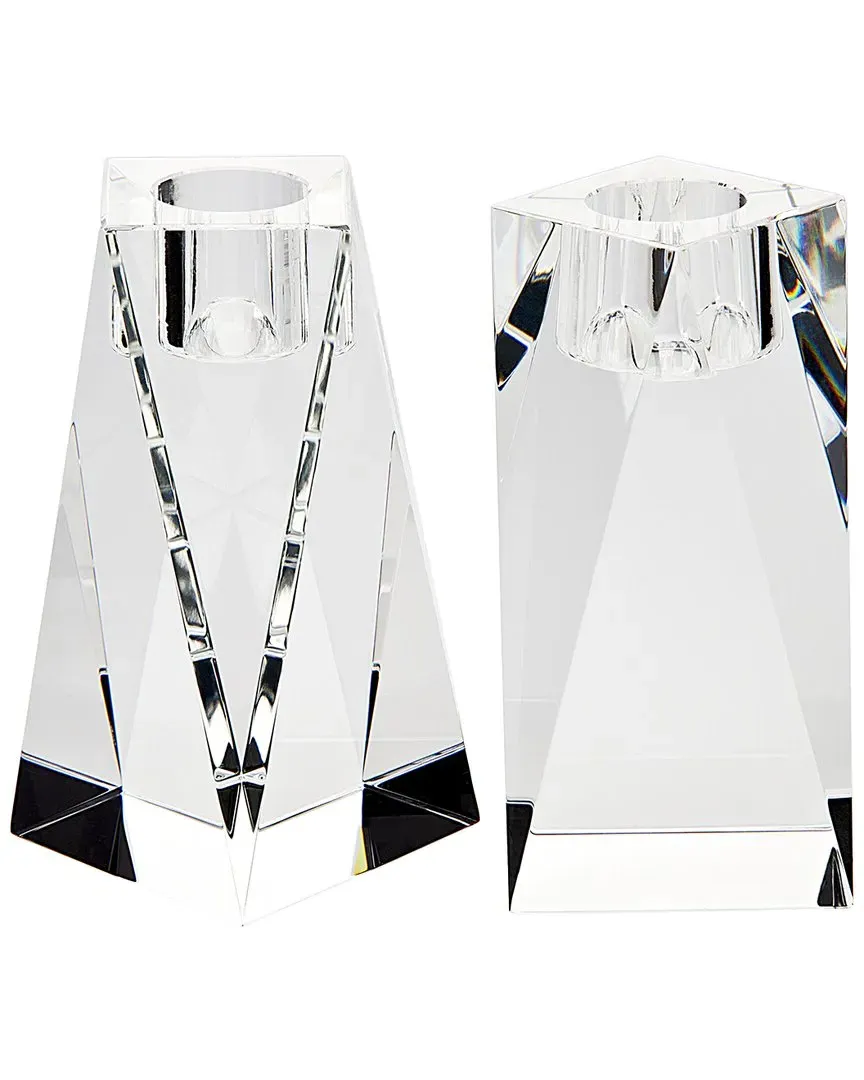 Freedom Prism Crystal Tapered Candle Holder Set - Clear image