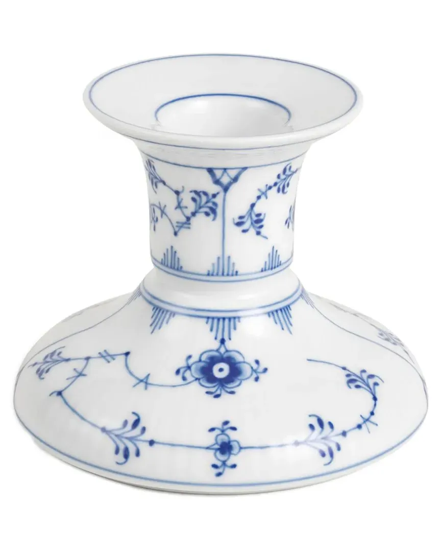 Fluted 3in Plain Candle Holder - Blue/White, Ceramic image