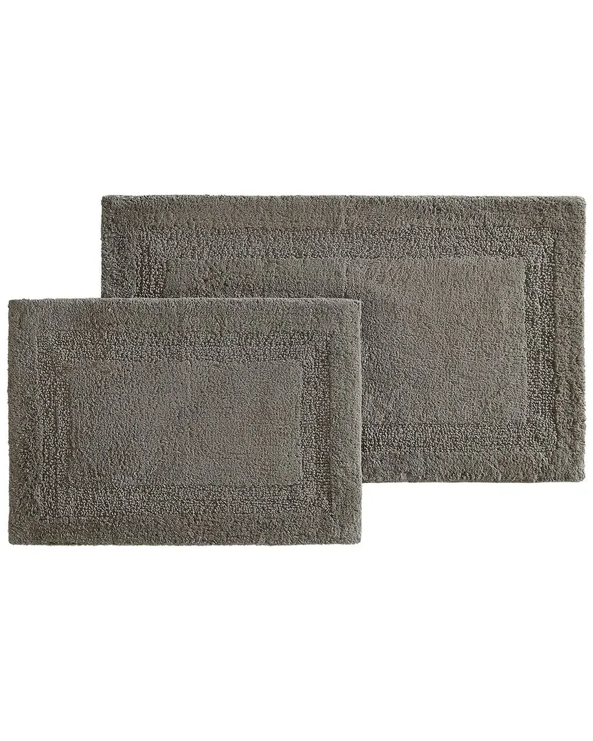 Set of 2 Bath Rugs - Dark Grey, Cotton