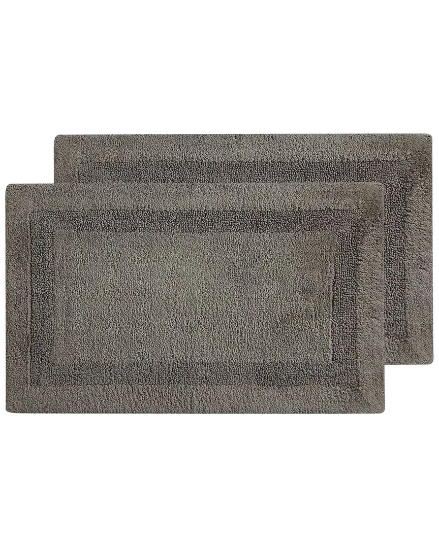 Set of 2 Bath Rugs - Dark Grey, Cotton