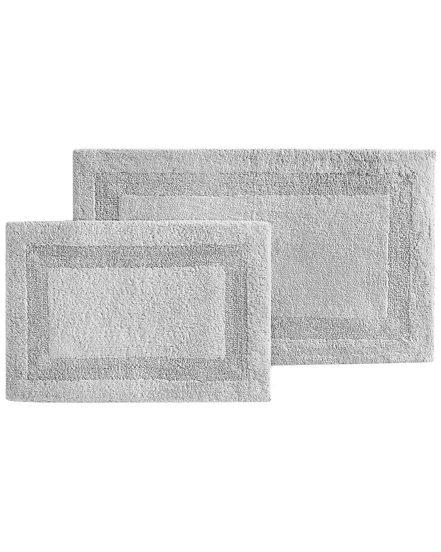 Set of 2 Bath Rugs - Grey, Cotton